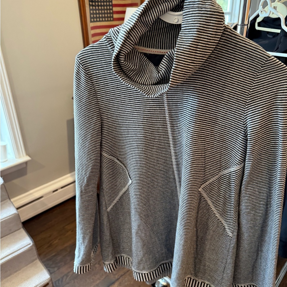 Striped Black and White Hooded Sweater